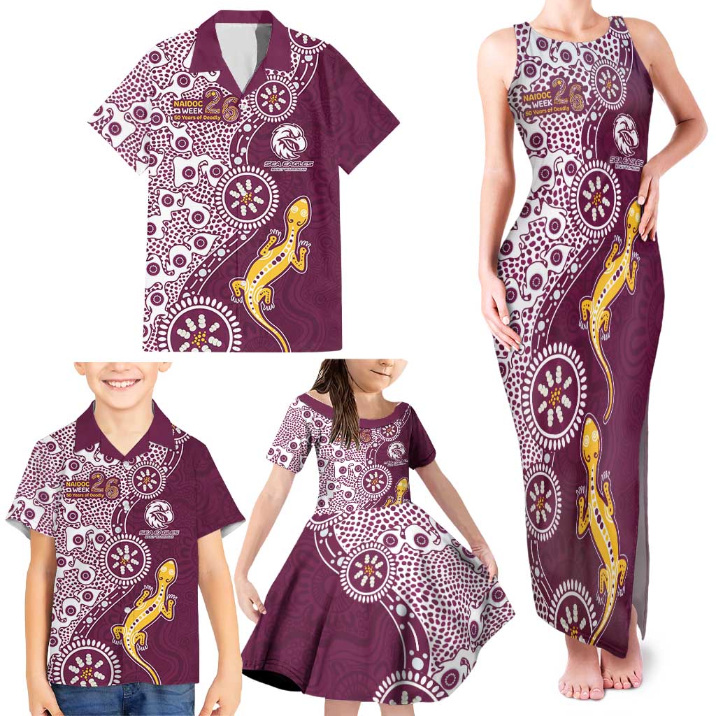 Manly Warringah Sea Eagles NAIDOC Week 2026 Family Matching Tank Maxi Dress and Hawaiian Shirt Aboriginal Lizard Dot Painting - 50 Years of Deadly