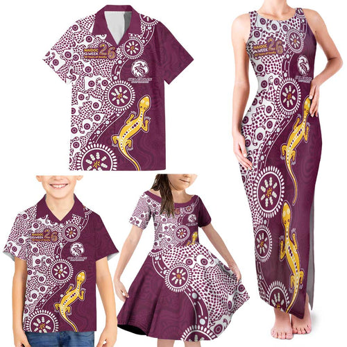 Manly Warringah Sea Eagles NAIDOC Week 2026 Family Matching Tank Maxi Dress and Hawaiian Shirt Aboriginal Lizard Dot Painting - 50 Years of Deadly