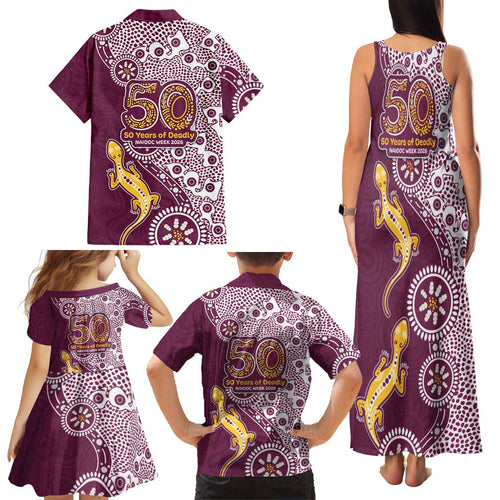 Manly Warringah Sea Eagles NAIDOC Week 2026 Family Matching Tank Maxi Dress and Hawaiian Shirt Aboriginal Lizard Dot Painting - 50 Years of Deadly