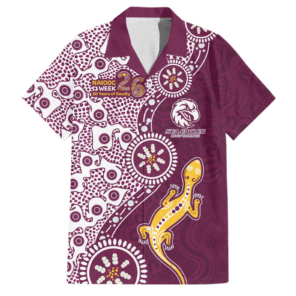 Manly Warringah Sea Eagles NAIDOC Week 2026 Family Matching Tank Maxi Dress and Hawaiian Shirt Aboriginal Lizard Dot Painting - 50 Years of Deadly