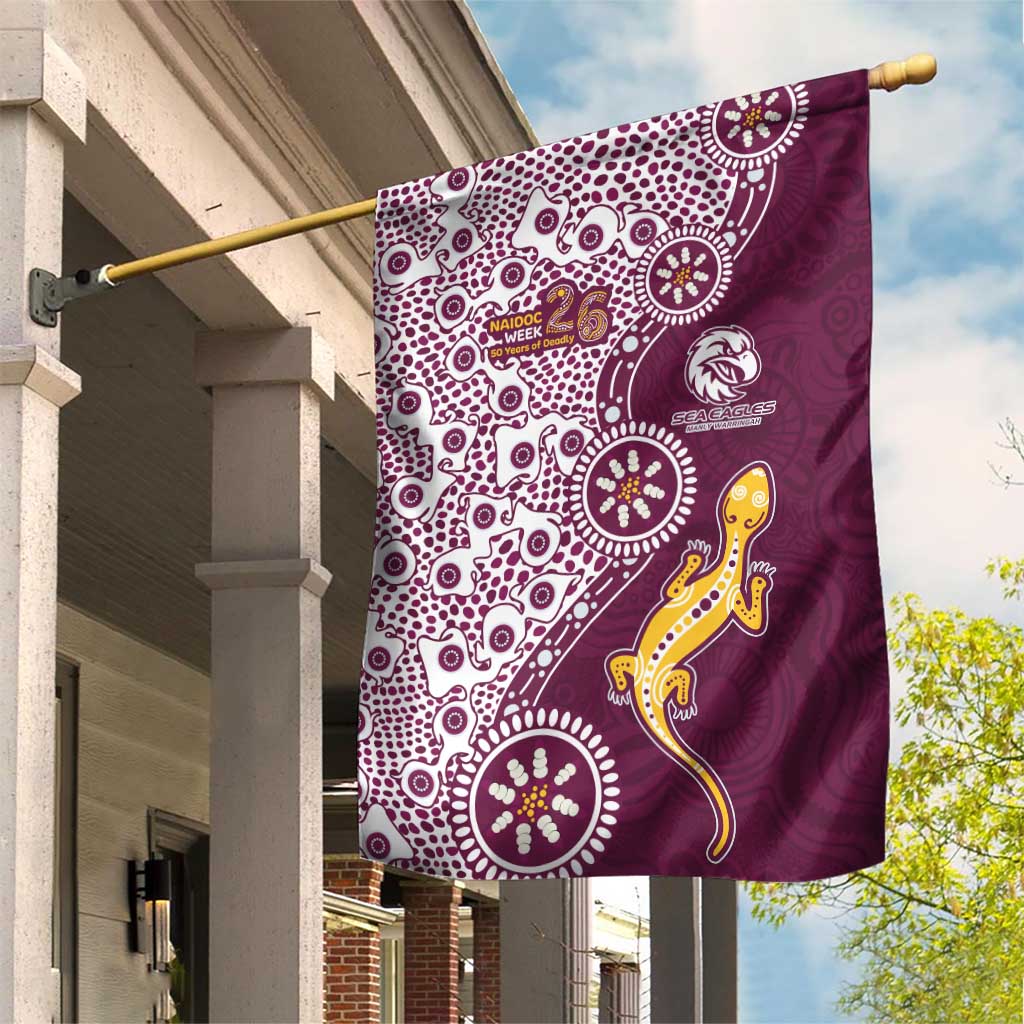 Manly Warringah Sea Eagles NAIDOC Week 2026 Garden Flag Aboriginal Lizard Dot Painting - 50 Years of Deadly
