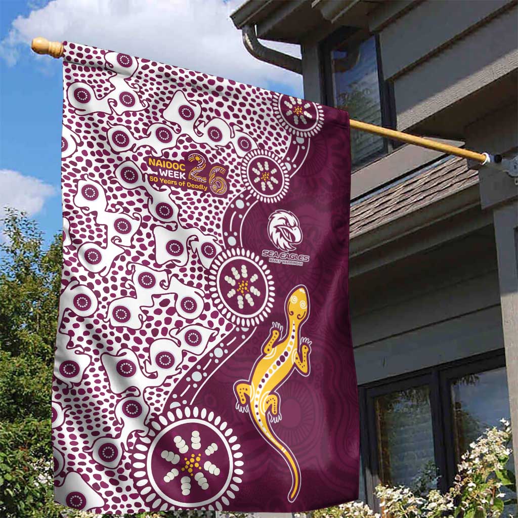Manly Warringah Sea Eagles NAIDOC Week 2026 Garden Flag Aboriginal Lizard Dot Painting - 50 Years of Deadly
