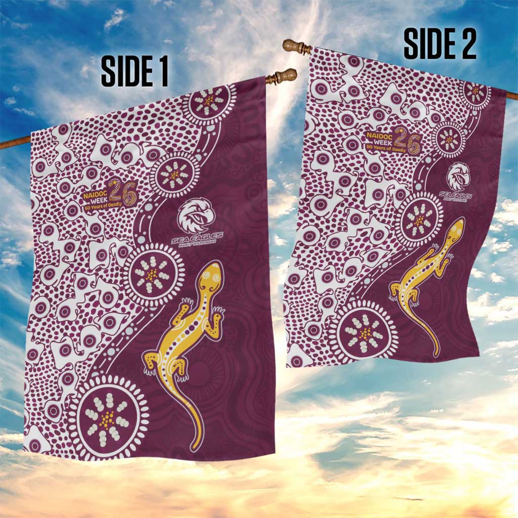 Manly Warringah Sea Eagles NAIDOC Week 2026 Garden Flag Aboriginal Lizard Dot Painting - 50 Years of Deadly