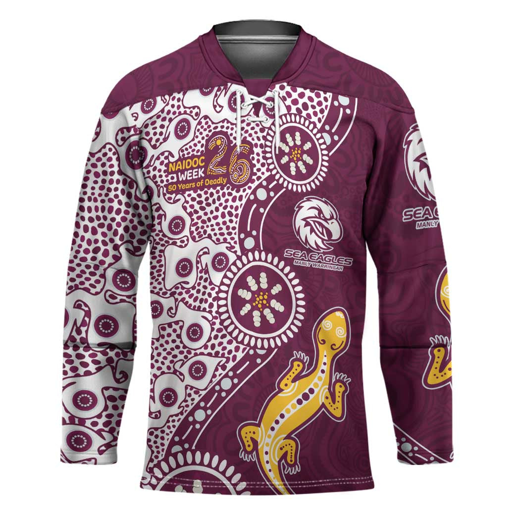 Manly Warringah Sea Eagles NAIDOC Week 2026 Hockey Jersey Aboriginal Lizard Dot Painting - 50 Years of Deadly