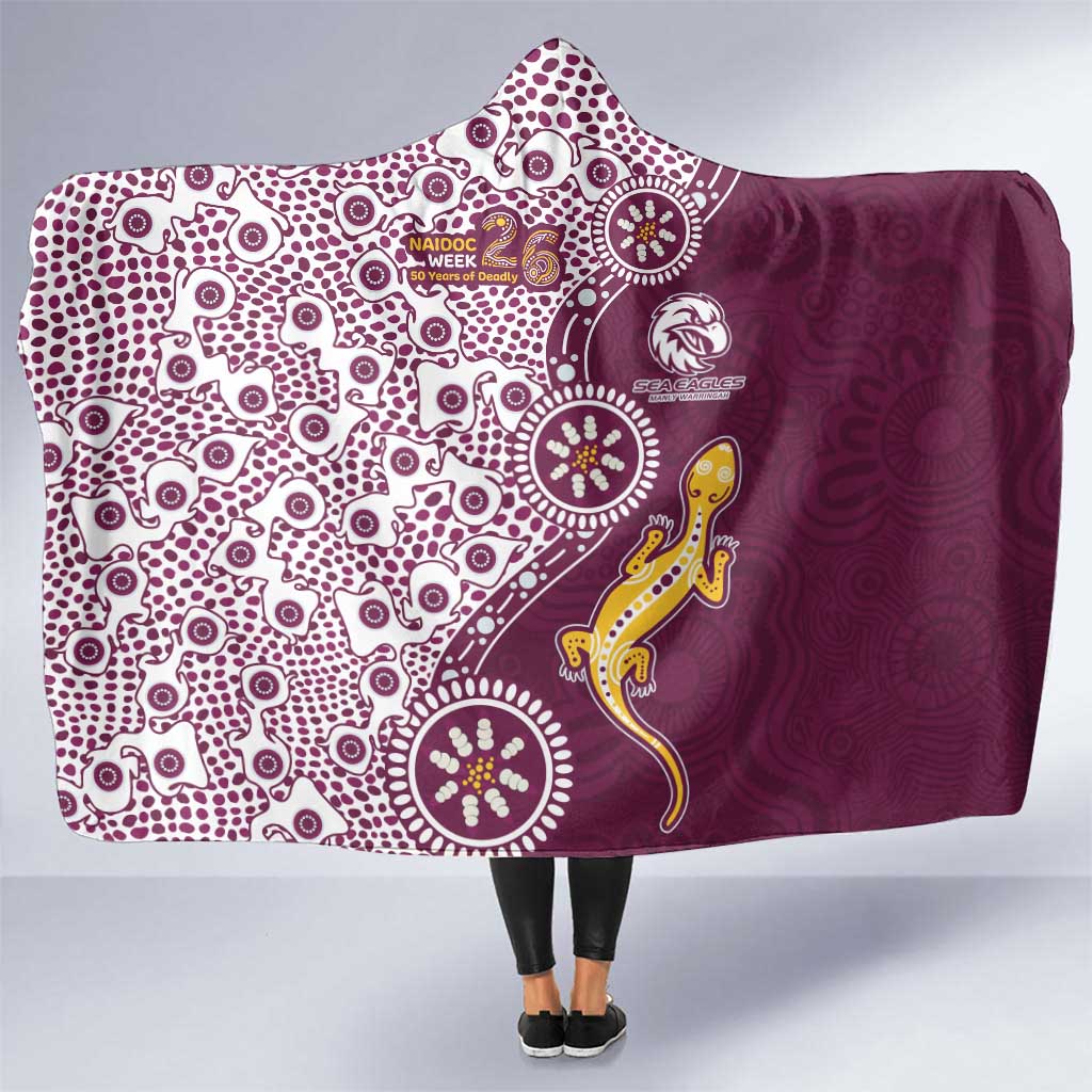Manly Warringah Sea Eagles NAIDOC Week 2026 Hooded Blanket Aboriginal Lizard Dot Painting - 50 Years of Deadly