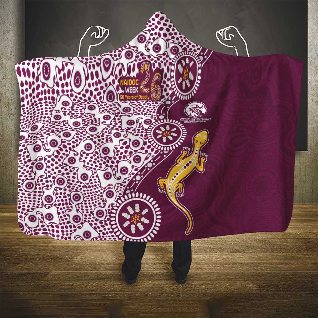 Manly Warringah Sea Eagles NAIDOC Week 2026 Hooded Blanket Aboriginal Lizard Dot Painting - 50 Years of Deadly