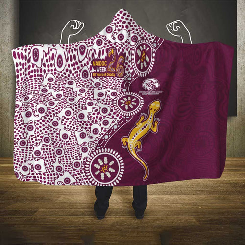 Manly Warringah Sea Eagles NAIDOC Week 2026 Hooded Blanket Aboriginal Lizard Dot Painting - 50 Years of Deadly