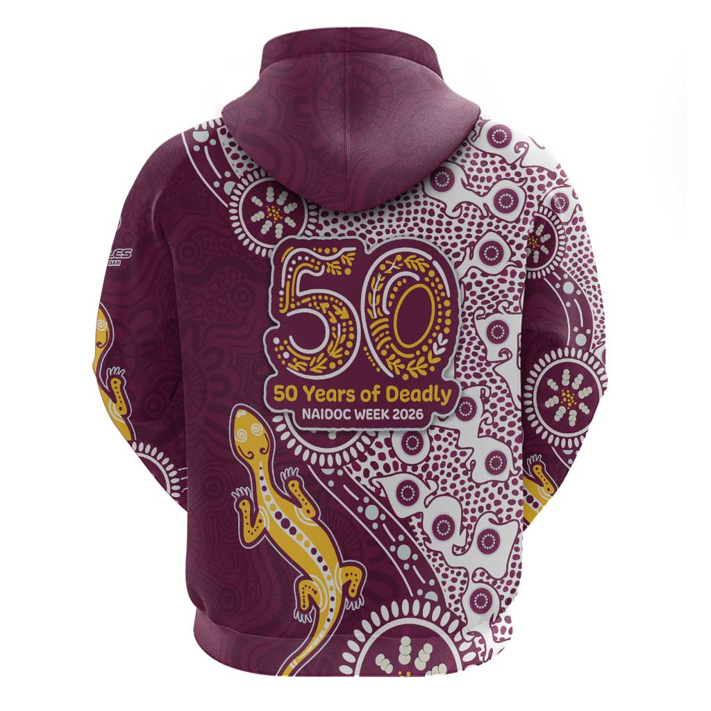 Manly Warringah Sea Eagles NAIDOC Week 2026 Hoodie Aboriginal Lizard Dot Painting - 50 Years of Deadly