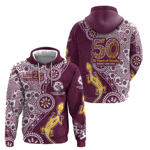 Manly Warringah Sea Eagles NAIDOC Week 2026 Hoodie Aboriginal Lizard Dot Painting - 50 Years of Deadly