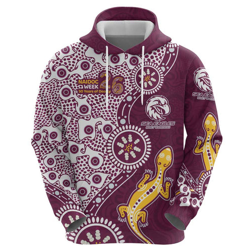 Manly Warringah Sea Eagles NAIDOC Week 2026 Hoodie Aboriginal Lizard Dot Painting - 50 Years of Deadly