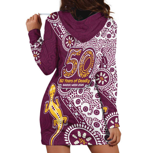 Manly Warringah Sea Eagles NAIDOC Week 2026 Hoodie Dress Aboriginal Lizard Dot Painting - 50 Years of Deadly