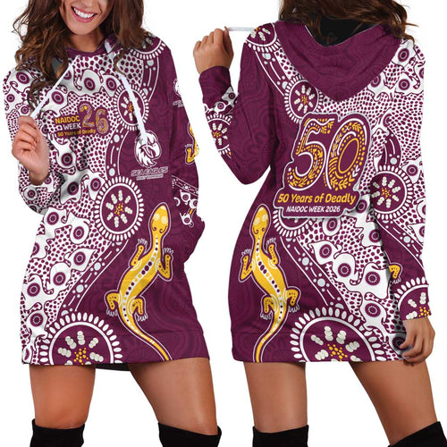 Manly Warringah Sea Eagles NAIDOC Week 2026 Hoodie Dress Aboriginal Lizard Dot Painting - 50 Years of Deadly