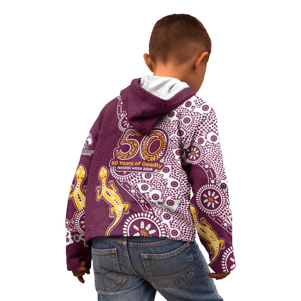 Manly Warringah Sea Eagles NAIDOC Week 2026 Kid Hoodie Aboriginal Lizard Dot Painting - 50 Years of Deadly
