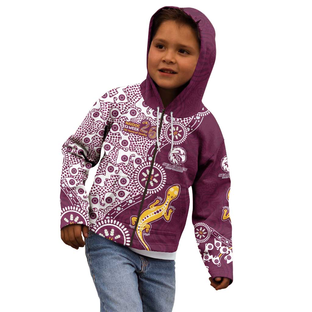 Manly Warringah Sea Eagles NAIDOC Week 2026 Kid Hoodie Aboriginal Lizard Dot Painting - 50 Years of Deadly