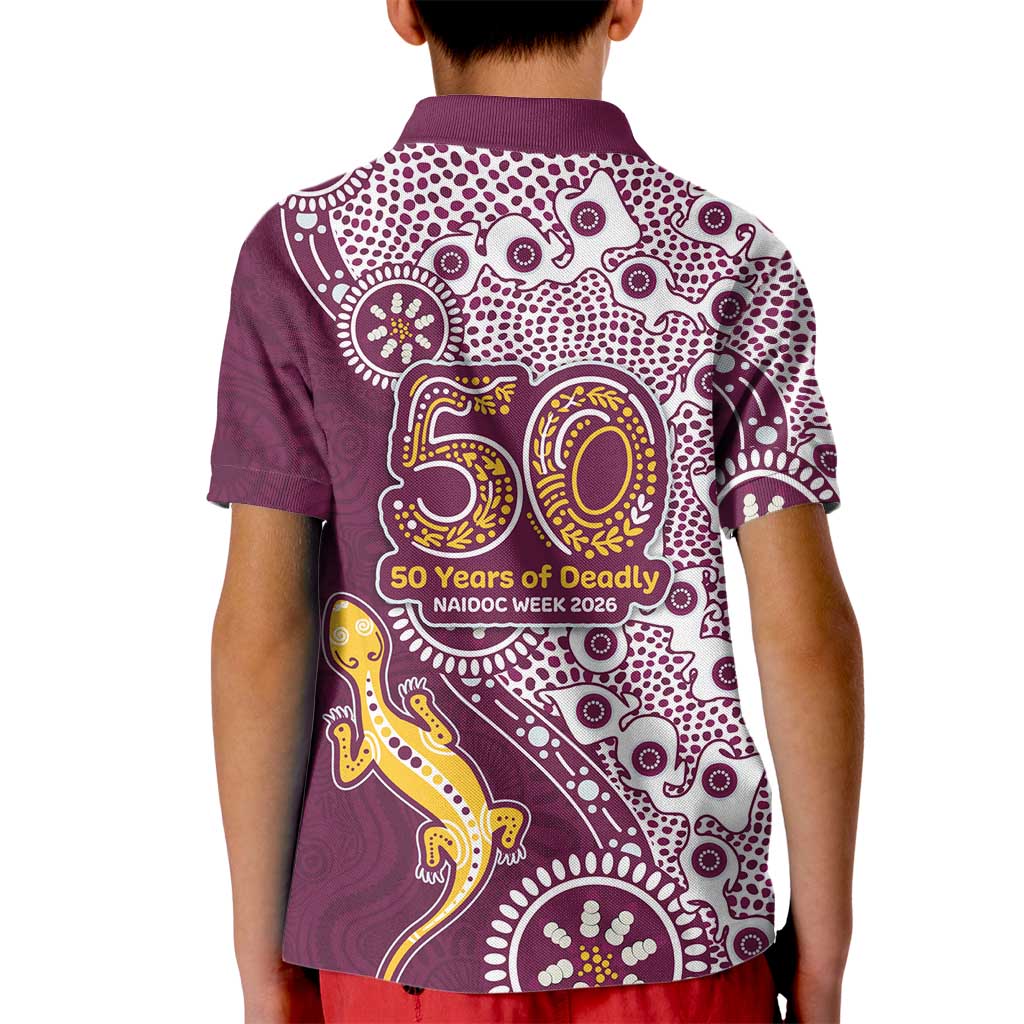 Manly Warringah Sea Eagles NAIDOC Week 2026 Kid Polo Shirt Aboriginal Lizard Dot Painting - 50 Years of Deadly