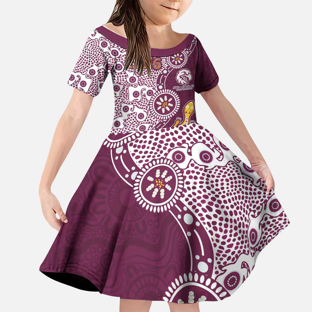 Manly Warringah Sea Eagles NAIDOC Week 2026 Kid Short Sleeve Dress Aboriginal Lizard Dot Painting - 50 Years of Deadly