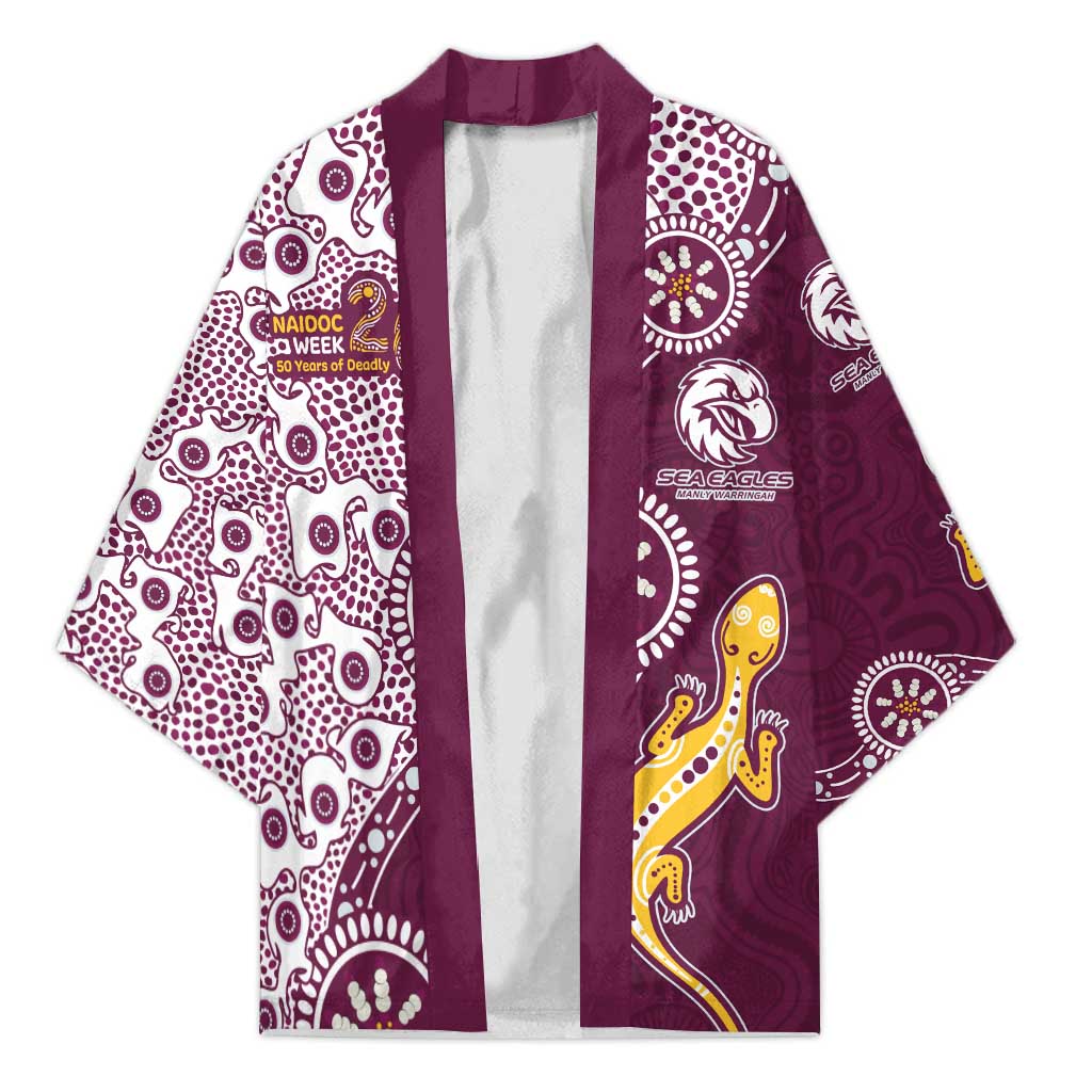 Manly Warringah Sea Eagles NAIDOC Week 2026 Kimono Aboriginal Lizard Dot Painting - 50 Years of Deadly
