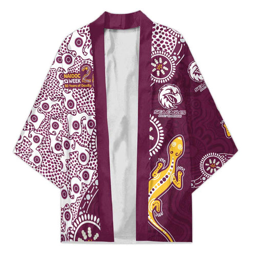 Manly Warringah Sea Eagles NAIDOC Week 2026 Kimono Aboriginal Lizard Dot Painting - 50 Years of Deadly