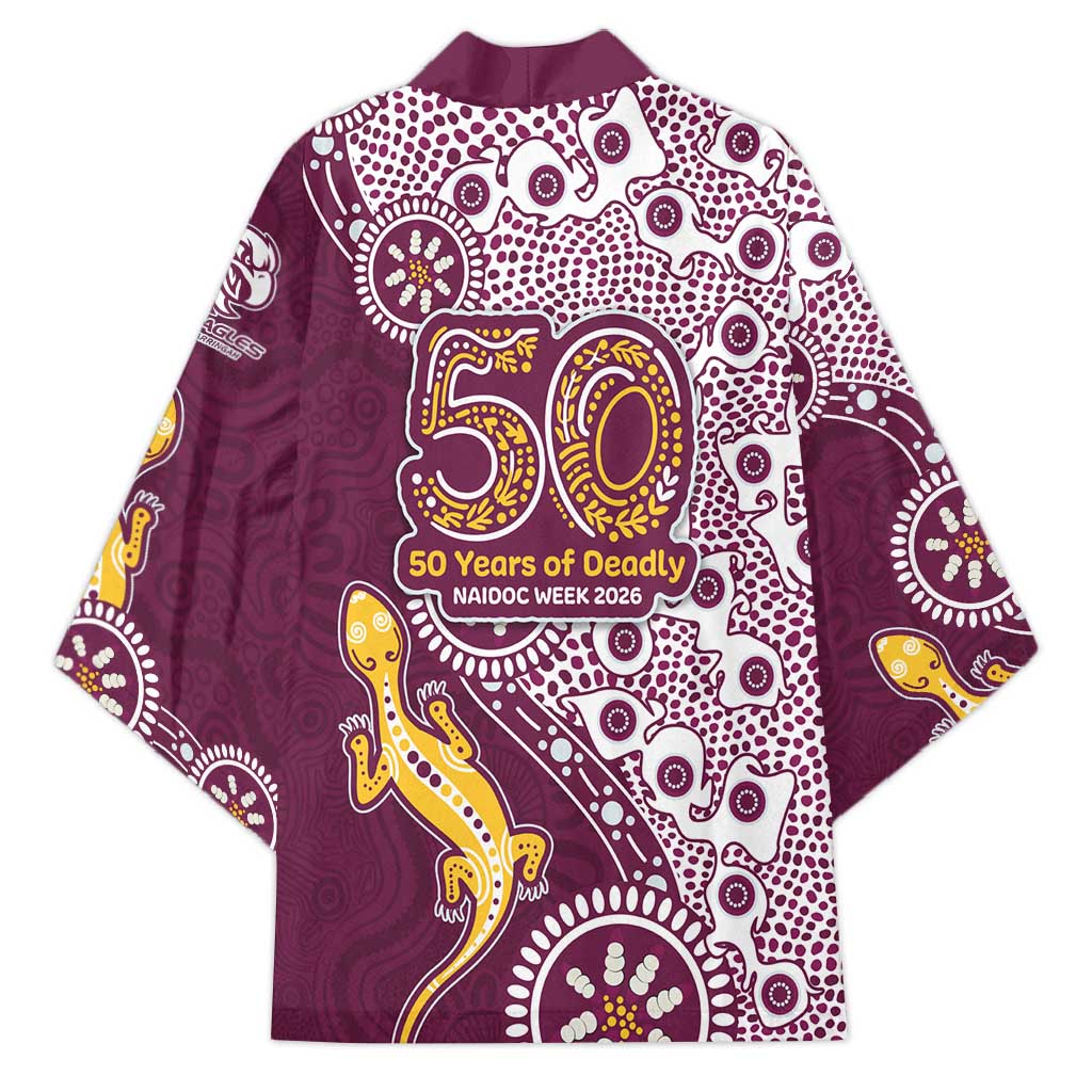Manly Warringah Sea Eagles NAIDOC Week 2026 Kimono Aboriginal Lizard Dot Painting - 50 Years of Deadly