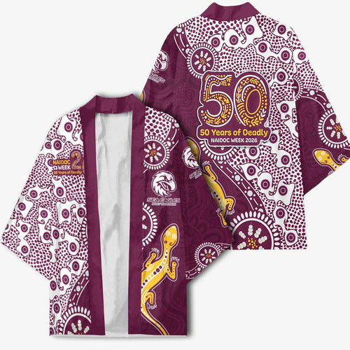 Manly Warringah Sea Eagles NAIDOC Week 2026 Kimono Aboriginal Lizard Dot Painting - 50 Years of Deadly