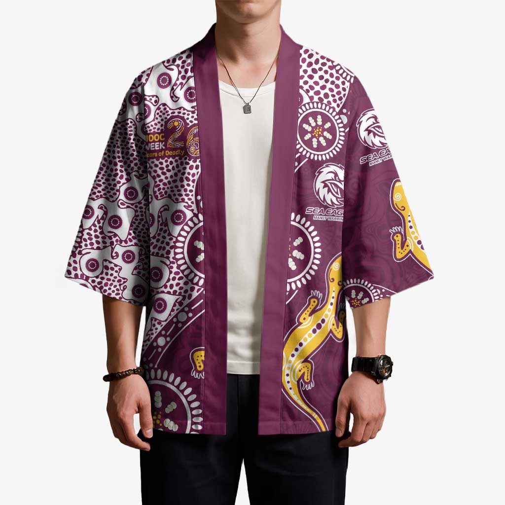 Manly Warringah Sea Eagles NAIDOC Week 2026 Kimono Aboriginal Lizard Dot Painting - 50 Years of Deadly