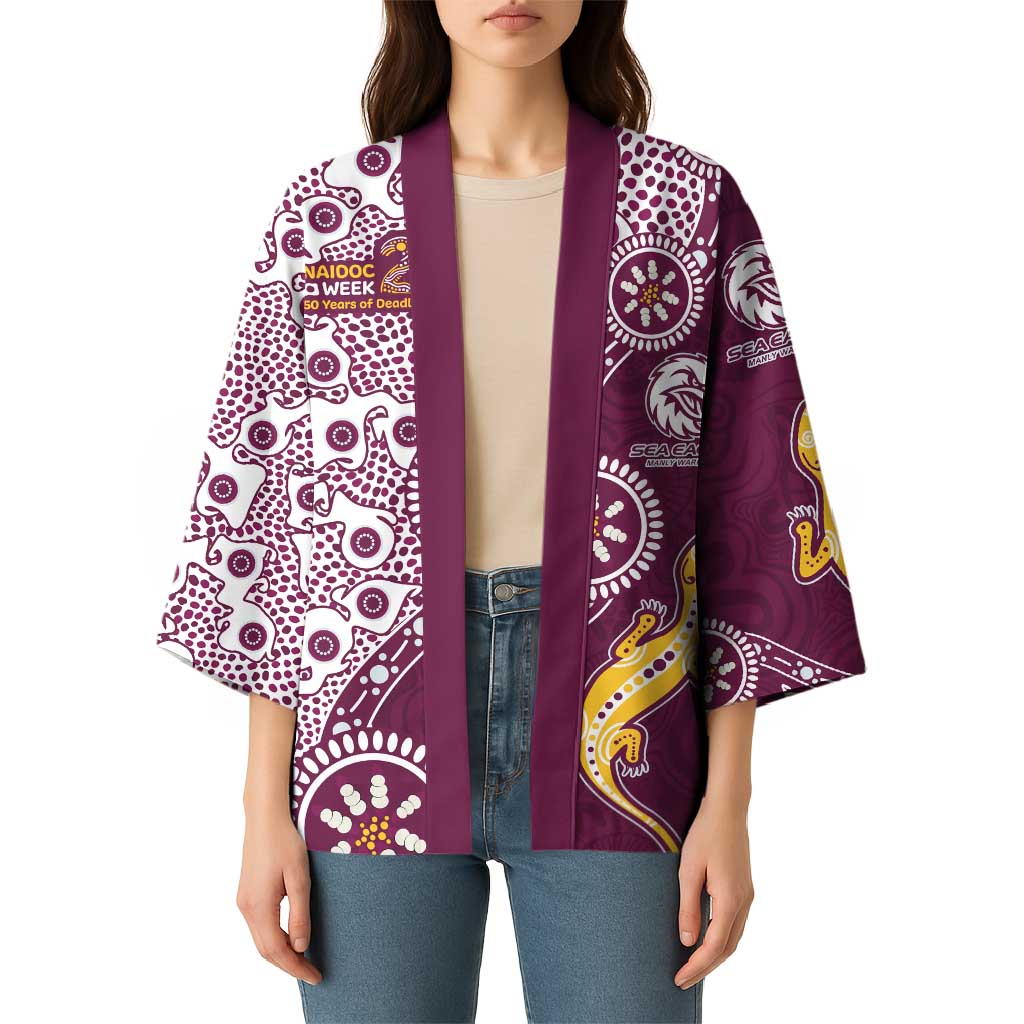 Manly Warringah Sea Eagles NAIDOC Week 2026 Kimono Aboriginal Lizard Dot Painting - 50 Years of Deadly
