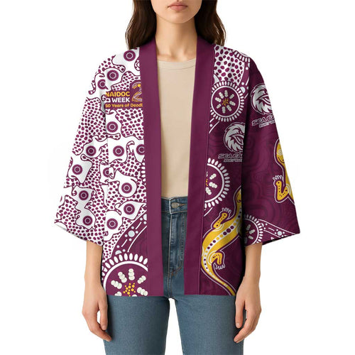 Manly Warringah Sea Eagles NAIDOC Week 2026 Kimono Aboriginal Lizard Dot Painting - 50 Years of Deadly