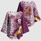 Manly Warringah Sea Eagles NAIDOC Week 2026 Kimono Sleeve Blouse Aboriginal Lizard Dot Painting - 50 Years of Deadly