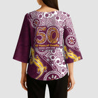 Manly Warringah Sea Eagles NAIDOC Week 2026 Kimono Sleeve Blouse Aboriginal Lizard Dot Painting - 50 Years of Deadly