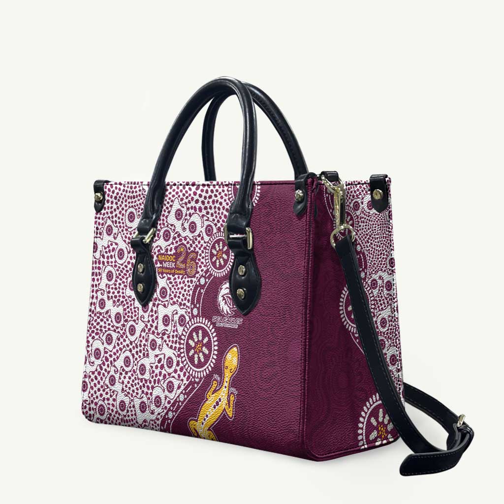 Manly Warringah Sea Eagles NAIDOC Week 2026 Leather Bag Aboriginal Lizard Dot Painting - 50 Years of Deadly