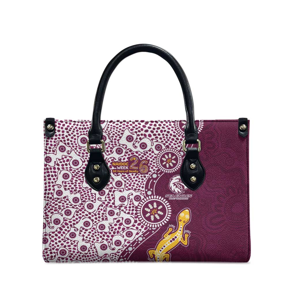 Manly Warringah Sea Eagles NAIDOC Week 2026 Leather Bag Aboriginal Lizard Dot Painting - 50 Years of Deadly