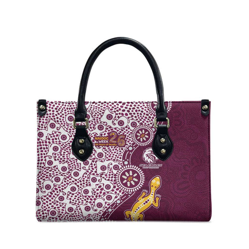 Manly Warringah Sea Eagles NAIDOC Week 2026 Leather Bag Aboriginal Lizard Dot Painting - 50 Years of Deadly