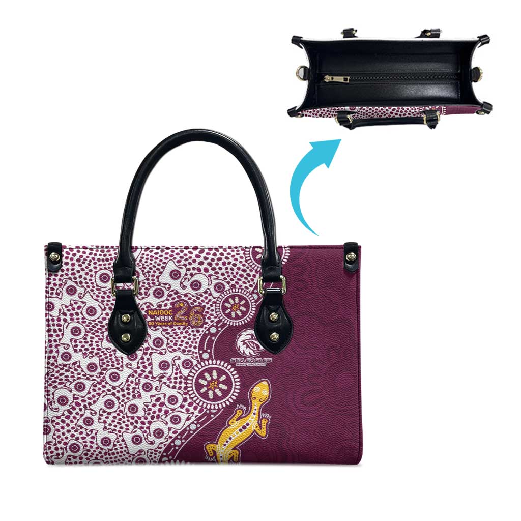 Manly Warringah Sea Eagles NAIDOC Week 2026 Leather Bag Aboriginal Lizard Dot Painting - 50 Years of Deadly