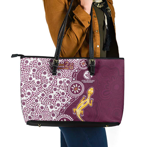 Manly Warringah Sea Eagles NAIDOC Week 2026 Leather Tote Bag Aboriginal Lizard Dot Painting - 50 Years of Deadly