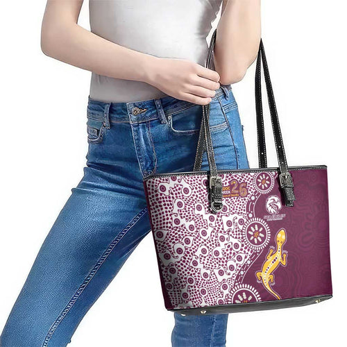 Manly Warringah Sea Eagles NAIDOC Week 2026 Leather Tote Bag Aboriginal Lizard Dot Painting - 50 Years of Deadly