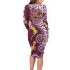 Manly Warringah Sea Eagles NAIDOC Week 2026 Long Sleeve Bodycon Dress Aboriginal Lizard Dot Painting - 50 Years of Deadly