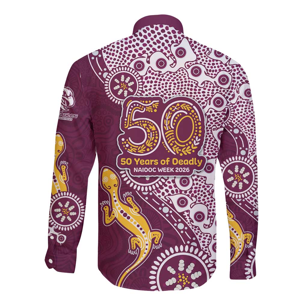 Manly Warringah Sea Eagles NAIDOC Week 2026 Long Sleeve Button Shirt Aboriginal Lizard Dot Painting - 50 Years of Deadly