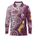 Manly Warringah Sea Eagles NAIDOC Week 2026 Long Sleeve Polo Shirt Aboriginal Lizard Dot Painting - 50 Years of Deadly