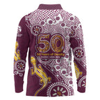 Manly Warringah Sea Eagles NAIDOC Week 2026 Long Sleeve Polo Shirt Aboriginal Lizard Dot Painting - 50 Years of Deadly