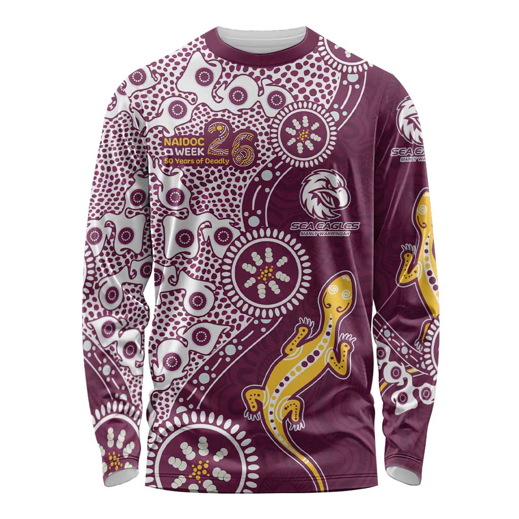 Manly Warringah Sea Eagles NAIDOC Week 2026 Long Sleeve Shirt Aboriginal Lizard Dot Painting - 50 Years of Deadly