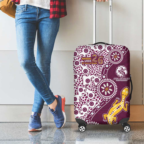 Manly Warringah Sea Eagles NAIDOC Week 2026 Luggage Cover Aboriginal Lizard Dot Painting - 50 Years of Deadly