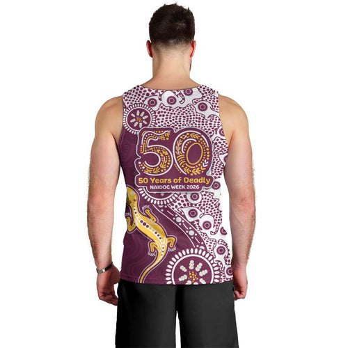 Manly Warringah Sea Eagles NAIDOC Week 2026 Men Tank Top Aboriginal Lizard Dot Painting - 50 Years of Deadly