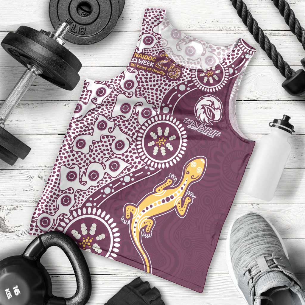 Manly Warringah Sea Eagles NAIDOC Week 2026 Men Tank Top Aboriginal Lizard Dot Painting - 50 Years of Deadly