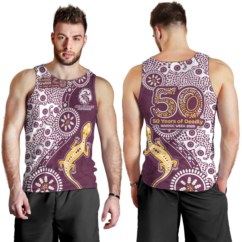 Manly Warringah Sea Eagles NAIDOC Week 2026 Men Tank Top Aboriginal Lizard Dot Painting - 50 Years of Deadly