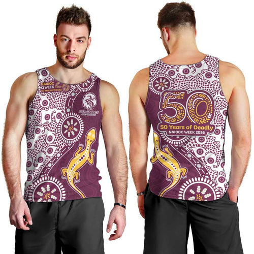 Manly Warringah Sea Eagles NAIDOC Week 2026 Men Tank Top Aboriginal Lizard Dot Painting - 50 Years of Deadly