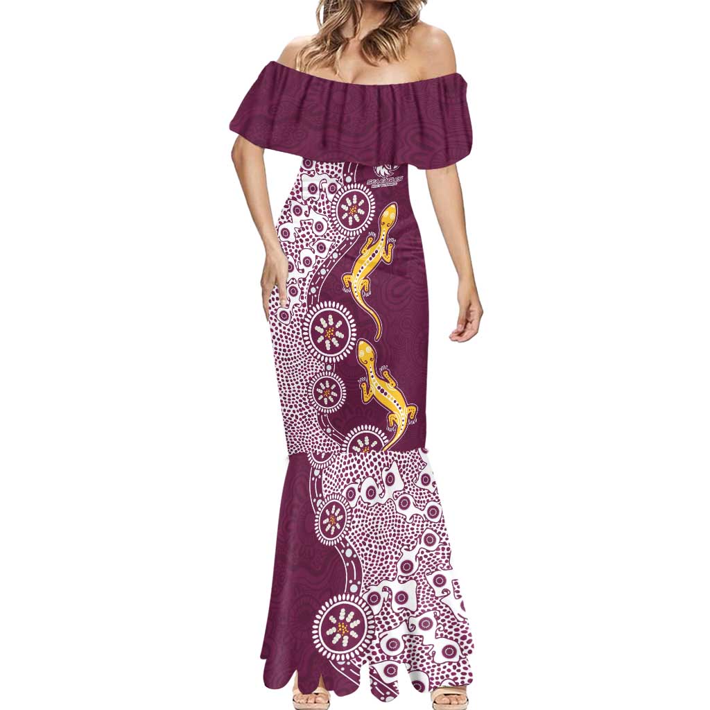 Manly Warringah Sea Eagles NAIDOC Week 2026 Mermaid Dress Aboriginal Lizard Dot Painting - 50 Years of Deadly