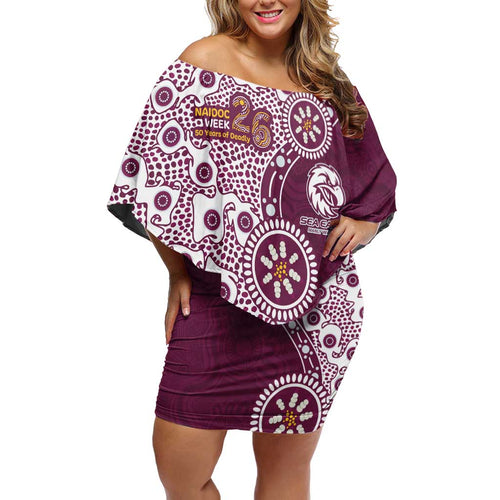 Manly Warringah Sea Eagles NAIDOC Week 2026 Off Shoulder Short Dress Aboriginal Lizard Dot Painting - 50 Years of Deadly