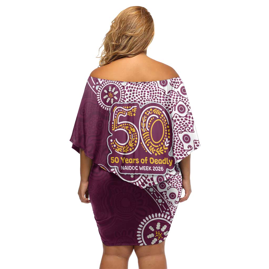 Manly Warringah Sea Eagles NAIDOC Week 2026 Off Shoulder Short Dress Aboriginal Lizard Dot Painting - 50 Years of Deadly