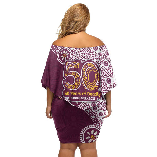 Manly Warringah Sea Eagles NAIDOC Week 2026 Off Shoulder Short Dress Aboriginal Lizard Dot Painting - 50 Years of Deadly