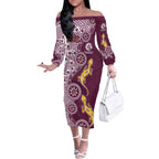 Manly Warringah Sea Eagles NAIDOC Week 2026 Off The Shoulder Long Sleeve Dress Aboriginal Lizard Dot Painting - 50 Years of Deadly